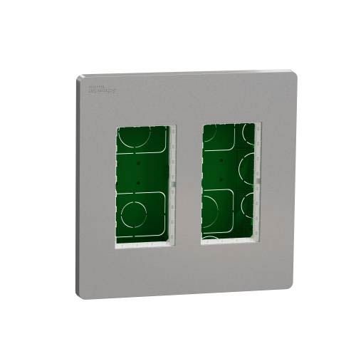 Блок unica system+ прихована вставка 2х2 алюміній, Unica New, Schneider Electric