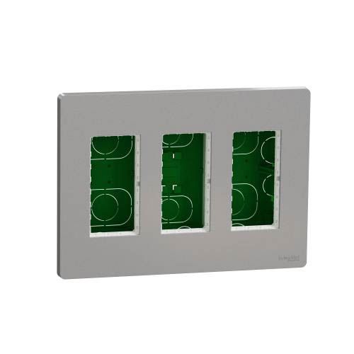 Блок unica system+ прихована вставка 3х2 алюміній, Unica New, Schneider Electric