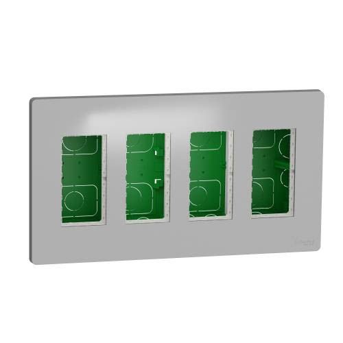 Блок unica system+ прихована вставка 4х2 алюміній, Unica New, Schneider Electric