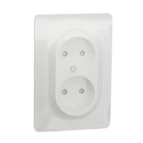 Розетка подвійна без заземлення з шторками гвинтові зажими, білий, Schneider Electric