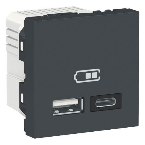Розетка USB подв. A+C антрацит, Unica New, Schneider Electric