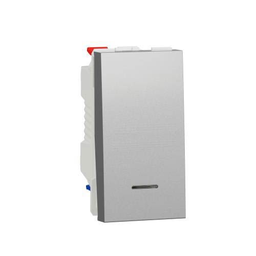Перемикач 1-кл. з нейтр 10А, 1-мод., Unica New, алюміній, Schneider Electric