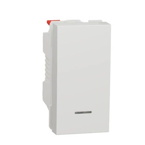 Вимикач 1-кл. кнопк. з підсв. 1-мод. 10A Unica New, білий, Schneider Electric