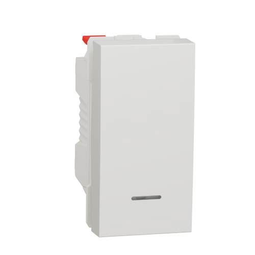 Вимикач 1-кл. кнопк. з підсв. 1-мод. 10A Unica New, білий, Schneider Electric