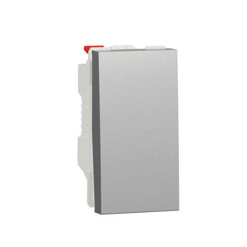 Вимикач 1-кл. кнопк. 1-мод. 10A Unica New, алюміній, Schneider Electric