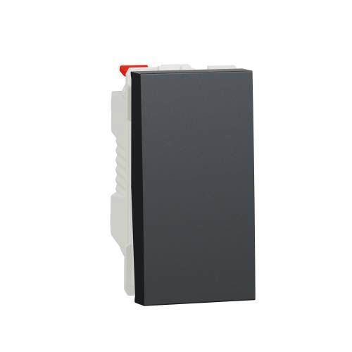 Вимикач одноклавішний кнопковий схема 1 10А, 1 модуль антрацит, Unica New,  Schneider Electric