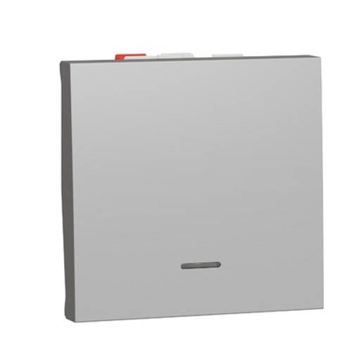 Перемикач 1-кл. з нейтр 10А, 2 мод Unica New, алюміній, Schneider Electric