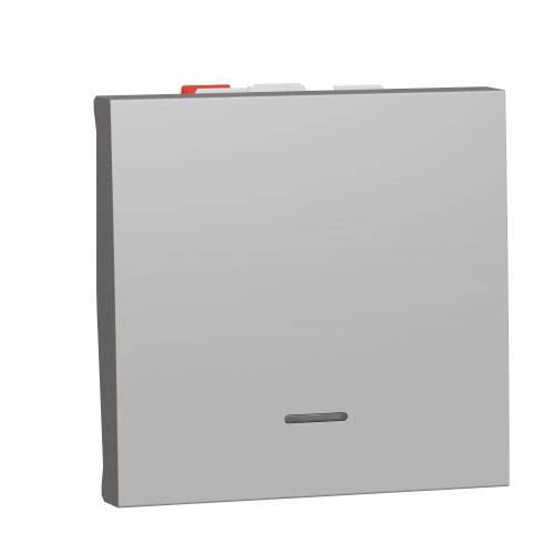 Перемикач 1-кл. з нейтр 10А, 2 мод Unica New, алюміній, Schneider Electric