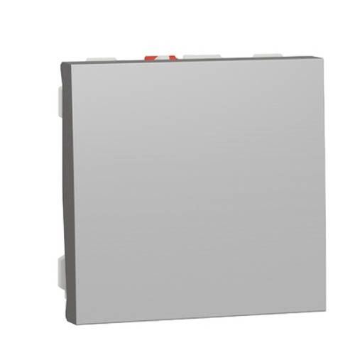 Вимикач 1-кл., кнопковий, сх. 1, 10 A, Unica New алюміній, Schneider Electric
