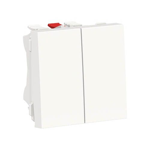 Перемикач 2-кл., 2 х сх. 6, 10 AX, 250 В, Unica New білий, Schneider Electric
