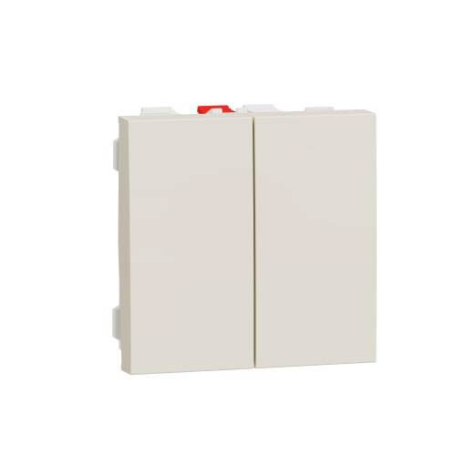 Перемикач 2-кл., 2 х сх. 6, 10 AX, 250 В, Unica New бежевий, Schneider Electric
