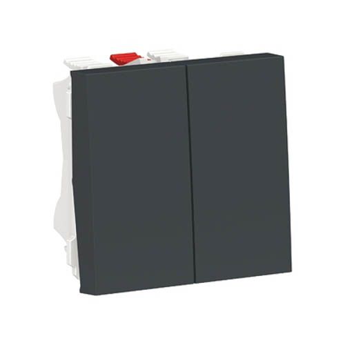 Перемикач 2-кл., 2 х сх. 6, 10 AX, 250 В, Unica New антрацит, Schneider Electric