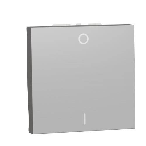 Вимикач двополюсний, 1-кл., сх. 2, 16 AX, 250 В, Unica New алюміній, Schneider Electric