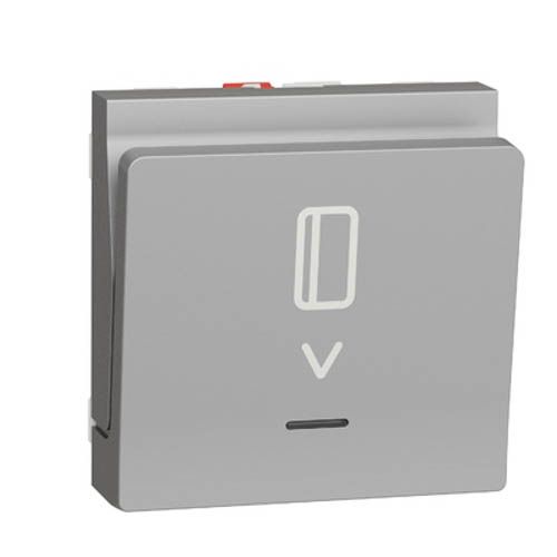 Вимикач картковий, з підсвічуванням, 10 А, Unica New алюміній, Schneider Electric