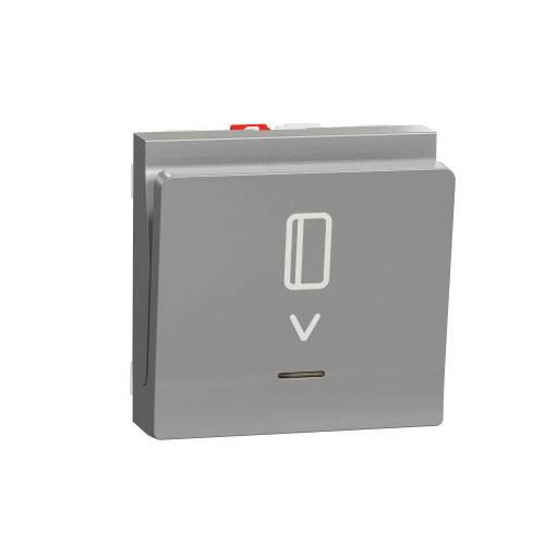 Вимикач картковий, з підсвічуванням, 10 А, Unica New алюміній, Schneider Electric