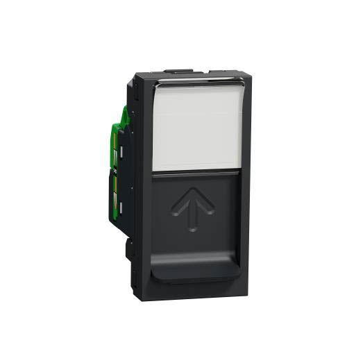 Розетка комп'ютерна RJ45, одинарна категорія 5 UTP, 1 модуль, Unica New, антрацит, Schneider Electric