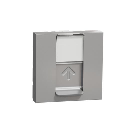 Розетка комп'ютерна RJ45, одинарна категорія 5 UTP, 2 модулі алюміній, Unica New, Schneider Electric