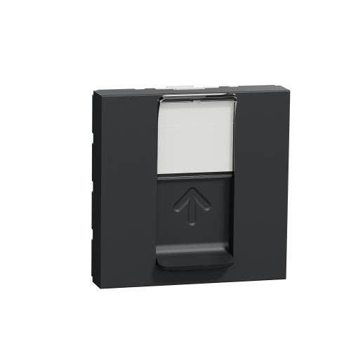 Розетка комп'ютерна RJ45, одинарна категорія 5 UTP, 2 модулі, Unica New, антрацит, Schneider Electric