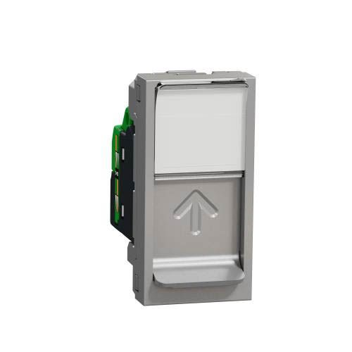 Розетка комп'ютерна RJ45, одинарна категорія 6 UTP, 1 модуль, Unica New, алюміній, Schneider Electric
