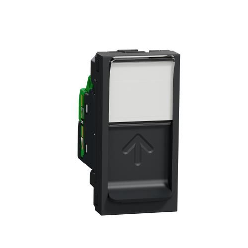 Розетка комп'ютерна RJ45, одинарна категорія 6 UTP, 1 модуль антрацит, Unica New, Schneider Electric