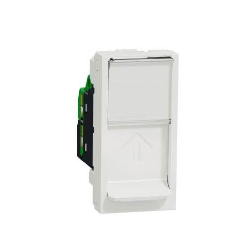 Розетка комп'ютерна RJ45, одинарна категорія 6 STP, 1 модуль, Unica New, білий, Schneider Electric