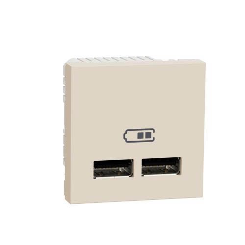 Розетка USB подв. 2.1А 2 мод беж, Unica New, Schneider Electric