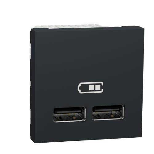Розетка USB подв. 2.1А 2 мод антрацит, Unica New, Schneider Electric