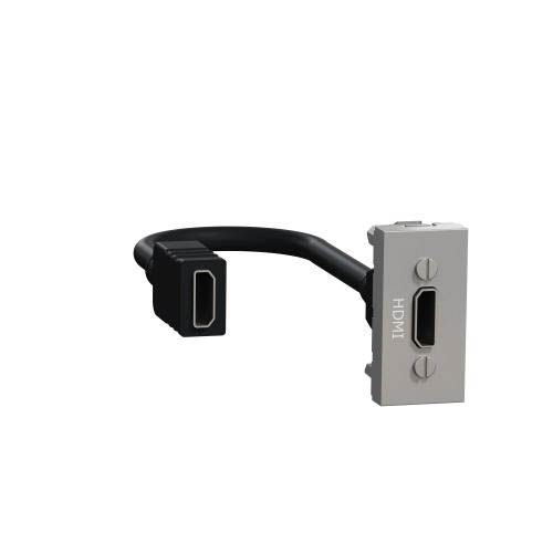 Розетка HDMI, 1 модуль алюміній, Unica New, Schneider Electric