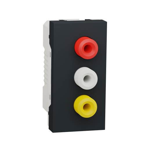 Розетка 3 RCA, 1 модуль антрацит, Unica New, Schneider Electric