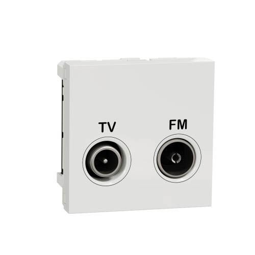 Розетка TV/R "Unica New" кінцева, 2 модулі, біла, Schneider Electric