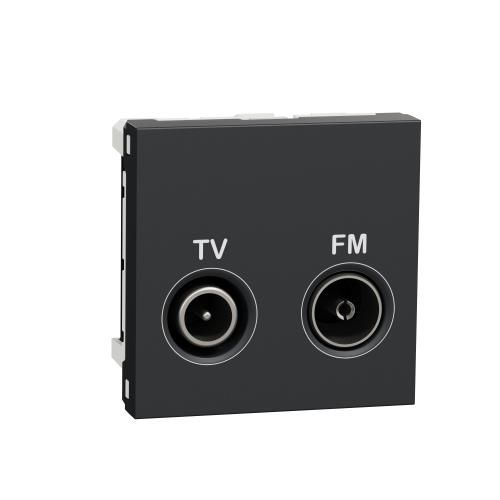 Розетка TV/R "Unica New" кінцева, 2 модулі, антрацит, Schneider Electric