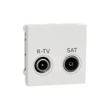 Розетка R-TV SAT "Unica New" одинарна, 2 модулі, біла , Schneider Electric