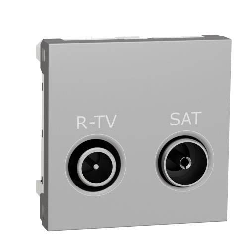 Розетка R-TV SAT "Unica New" одинарна, 2 модулі, алюміній, Schneider Electric