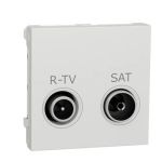 Розетка R-TV SAT "Unica New" кінцева, 2 модулі, біла, Schneider Electric