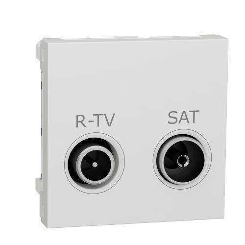 Розетка R-TV SAT "Unica New" кінцева, 2 модулі, біла, Schneider Electric