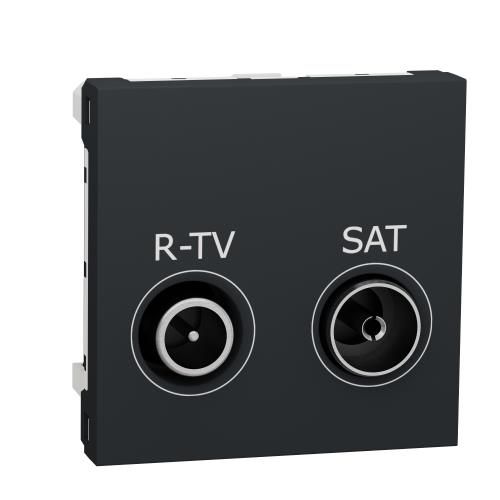 Розетка R-TV SAT "Unica New" кінцева, 2 модулі, антрацит, Schneider Electric
