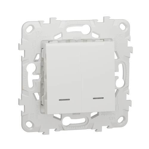 Вимикач 2-кл. з підсв.2 х сх.1а 10А білий, Schneider Electric