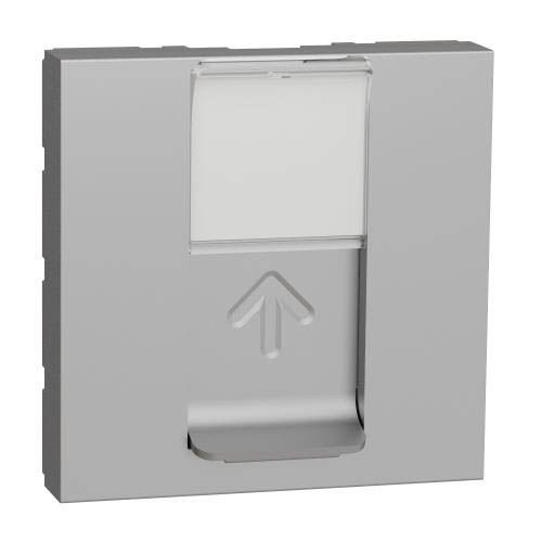 RJ45 накладка 2 модулі алюміній, Unica New, Schneider Electric