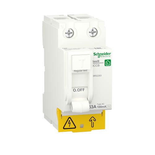 Диференційний вимикач (ПЗВ) RESI9 2P 63A 100mA АС, Schneider Electric