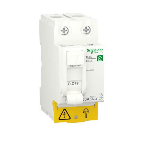 Диференційний вимикач (ПЗВ) RESI9 2P 63A 30mA А, Schneider Electric