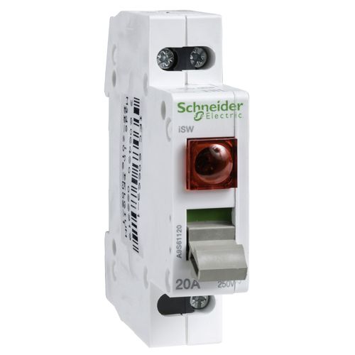 Вимикач навантаження iSW 2P 20A з червоним індикатором, Schneider Electric