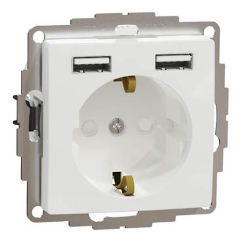 Розетка з заземленням + 2 USB тип А SE Sedna Design білий, Schneider Electric