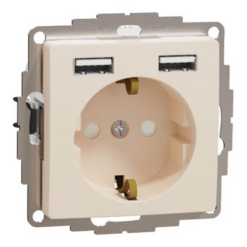 Розетка з заземленням + 2 USB тип А SE Sedna Design бежевий, Schneider Electric