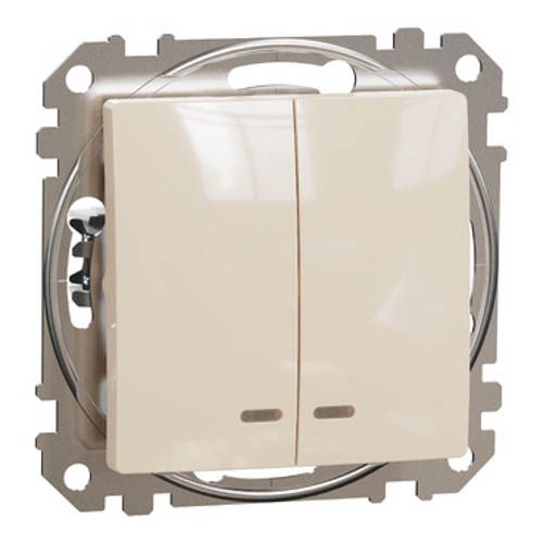 Вимикач з підсвіткою 2-кл. Sedna Design бежевий, Schneider Electric