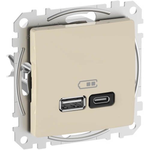 Розетка USB тип A+C (45 Вт) SE Sedna Design бежевий, Schneider Electric