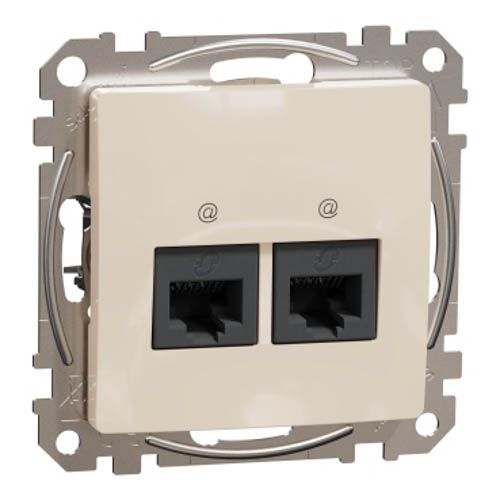 Комп'ютерна розетка 2-а. RJ45 кат. 5е UTP SE Sedna Design бежевий, Schneider Electric