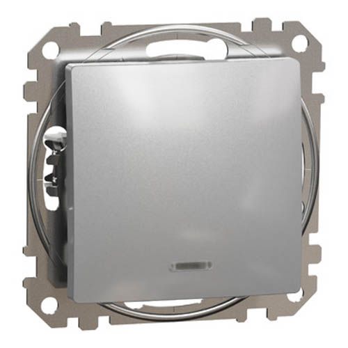 Вимикач з підсвіткою 1-кл. Sedna Design алюміній, Schneider Electric