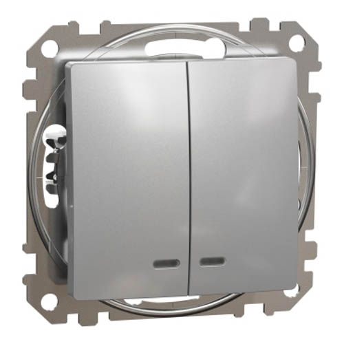 Вимикач з підсвіткою 2-кл. Sedna Design алюміній, Schneider Electric