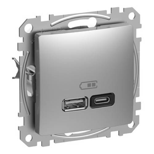 Розетка USB тип A+C (45 Вт) SE Sedna Design алюміній, Schneider Electric