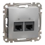 Комп'ютерна розетка 2-а. RJ45 кат. 5е UTP SE Sedna Design алюміній, Schneider Electric